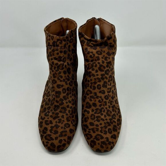 Ann Taylor LOFT Women's Brown Leopard Print Ankle Booties Size 9 Back Zipper - Picture 4 of 13